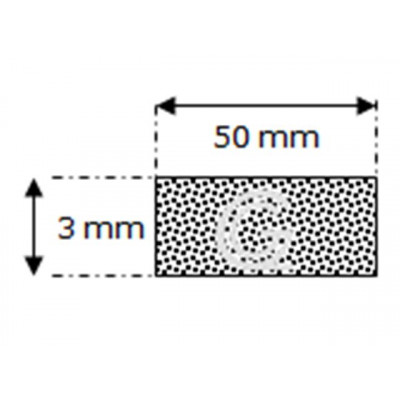 Rechthoekig mosrubber snoer | 3 x 50 mm | per meter